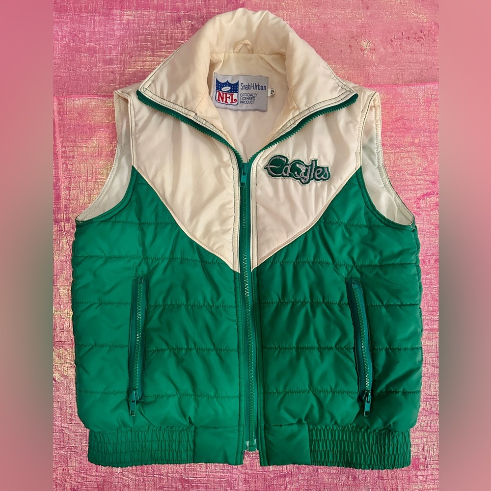 Vintage Philadelphia Eagles Kids Vest - Green and Cream